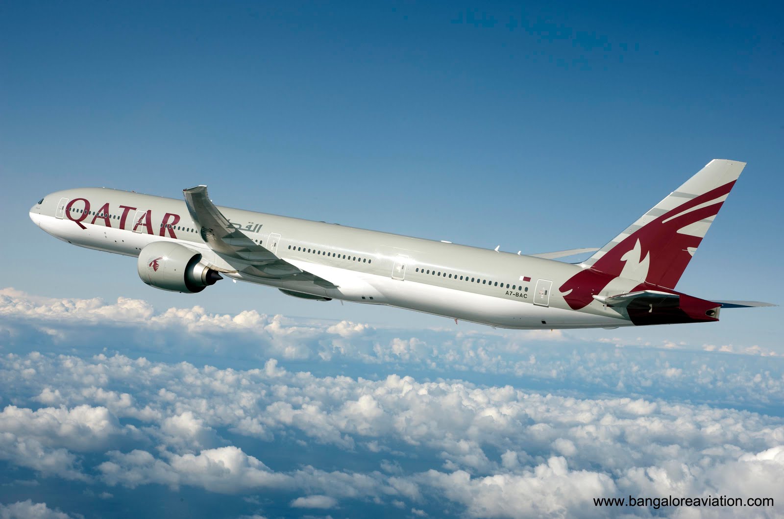 Photo of Qatar Airways Boeing 777 flying