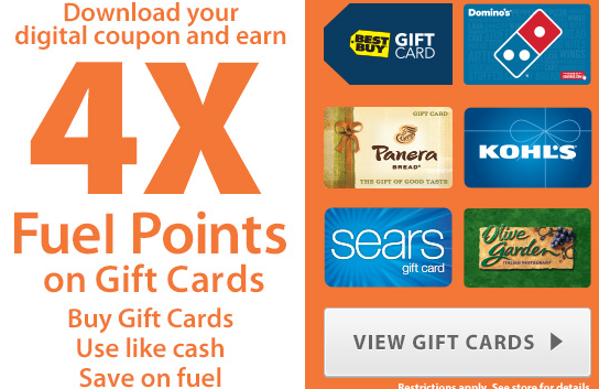 Kroger 4x Fuel Rewards On Gift Cards