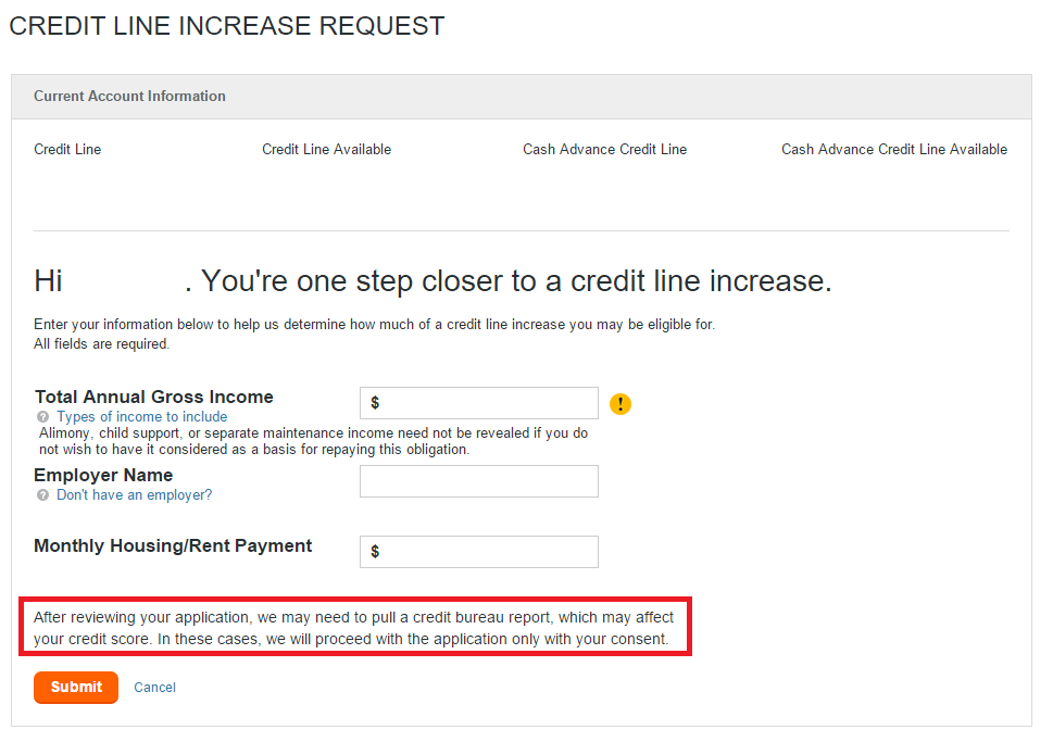 discover credit line increase soft pull