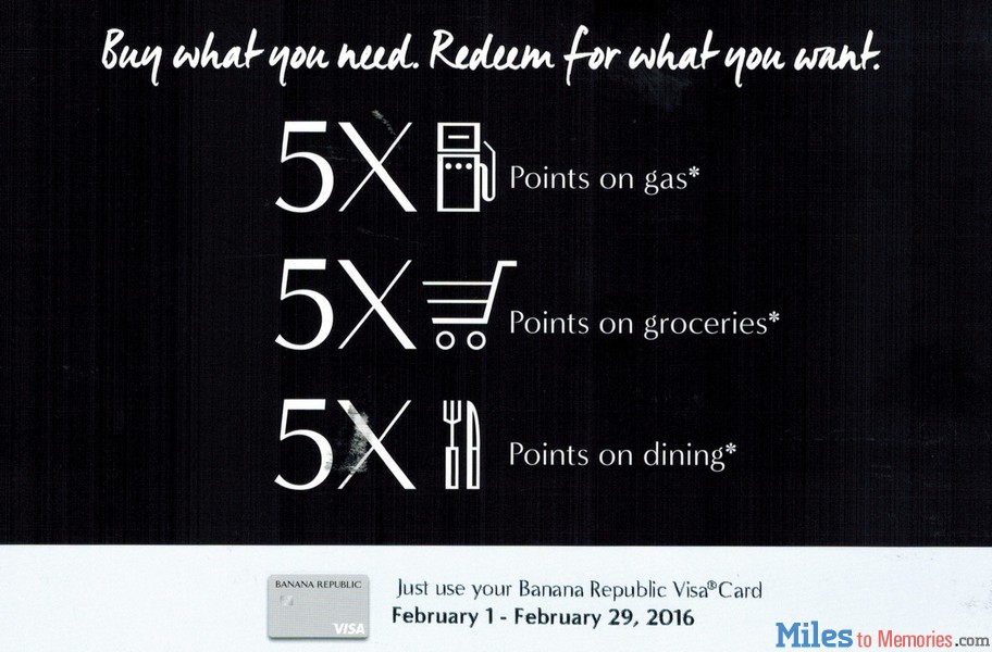 Lucrative Banana Republic Visa 5X Offer!