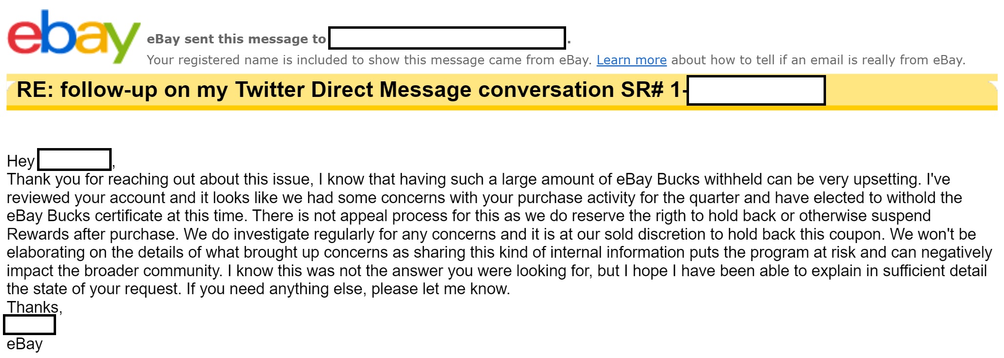 Warning eBay Can & Will Take Away Your eBay Bucks & Not Tell You Why