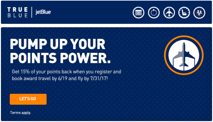 JetBlue Award Sale, Get 15 of Your Points Back Miles to