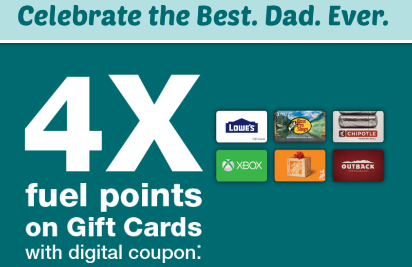 Extra Fuel Points at Kroger, 4x on Gift Cards Till 6/21 Miles to Memories
