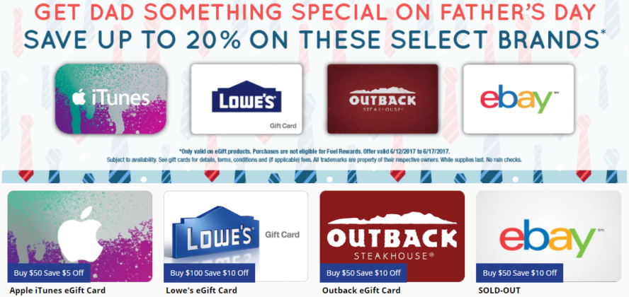 Discounted Gift Cards at Kroger Gift Card Mall; Lowe's, iTunes and Outback - Miles to Memories