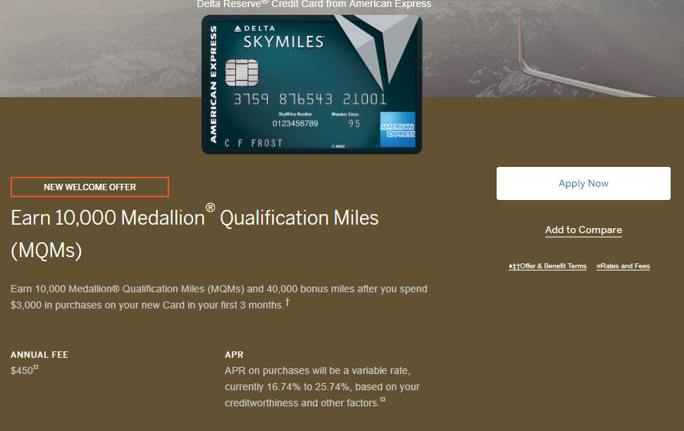 Increased Bonus for Amex Delta Reserve Card, 40K Miles plus 10K MQMs -  Miles to Memories