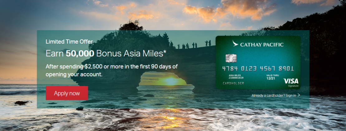 Increased Bonus For Cathay Pacific Credit Card, Earn 50,000 Asia Miles 