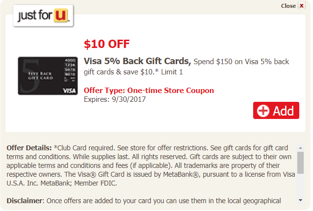 Make Money Safeway Vons Shaw S Acme Visa Five Back Gift Card Deal Miles To Memories