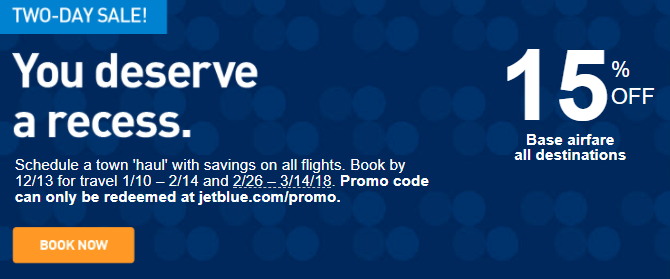 New JetBlue Fare Sale, 15 Off All Base Fares Miles to
