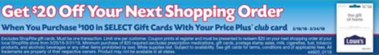 Shop Rite Gift Cards