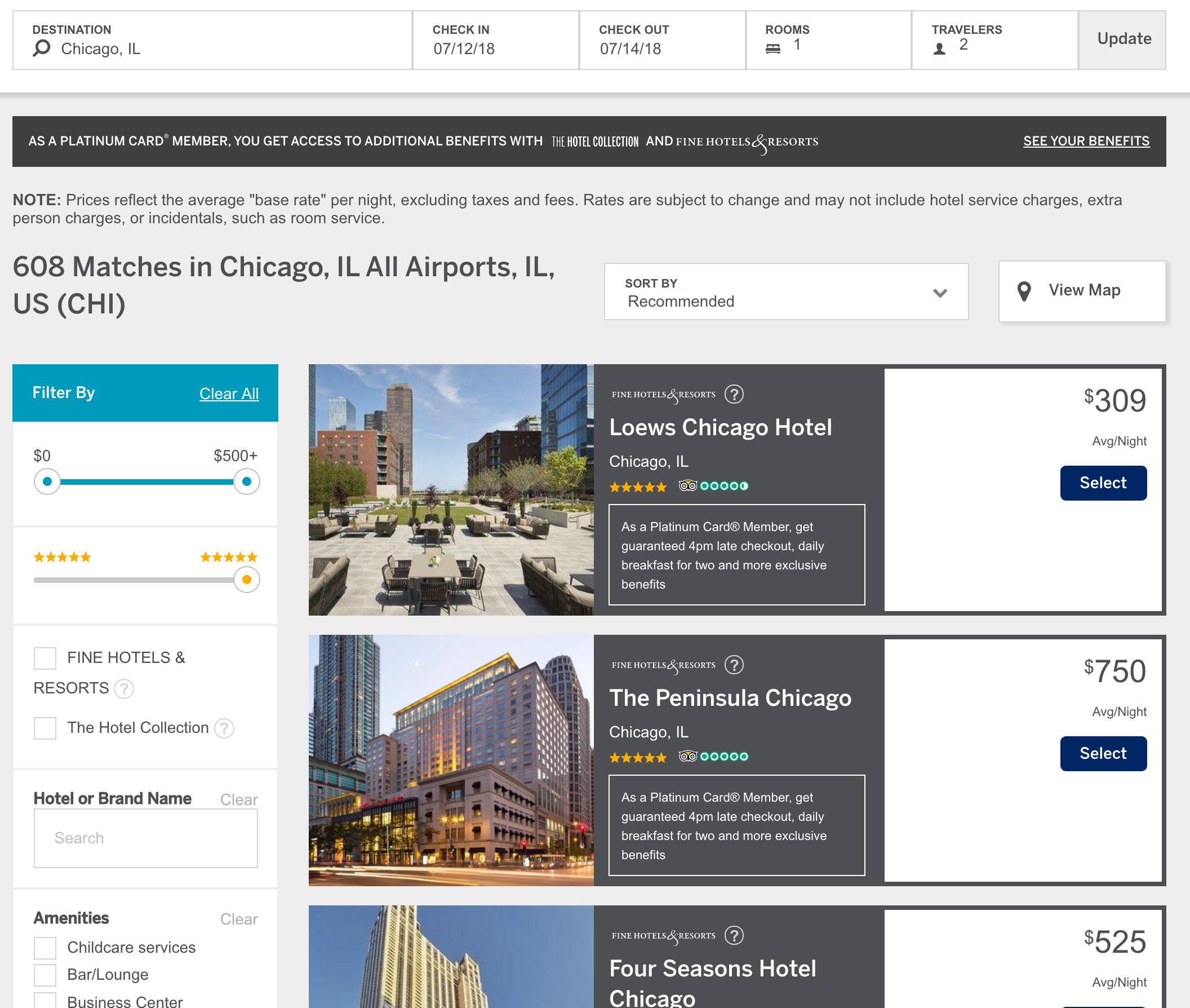 Guide American Express Fine Hotels & Resorts Platinum Benefit