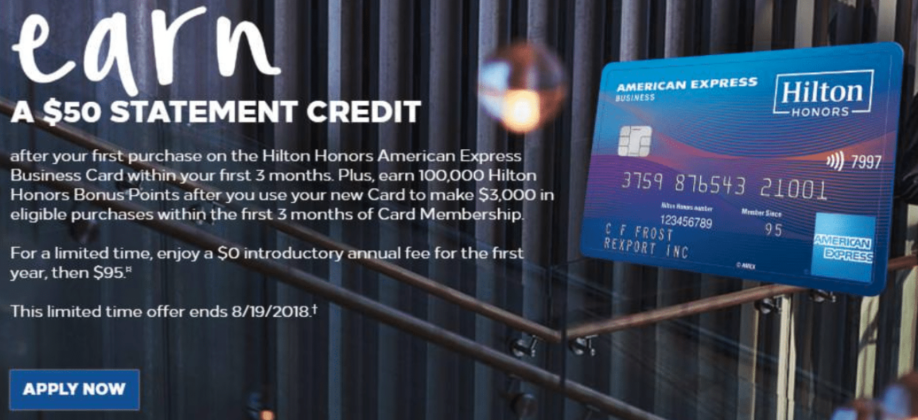 New American Express Hilton Honors Business Card Bonus