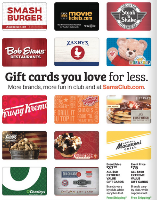 (Goes Live Tomorrow Morning) Sam's Club StoreWide Gift Card Sale, 25