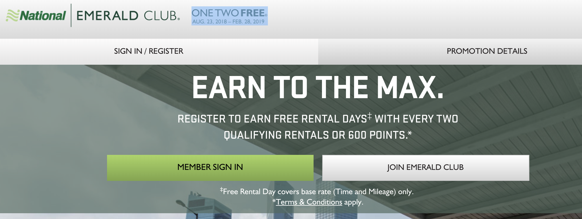 National Car Rental Free Day Promotion 2018 Plus Extra Points & Amex Offer