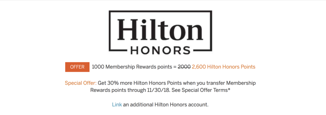 Amex Membership Rewards to Hilton Honors Transfer Bonus