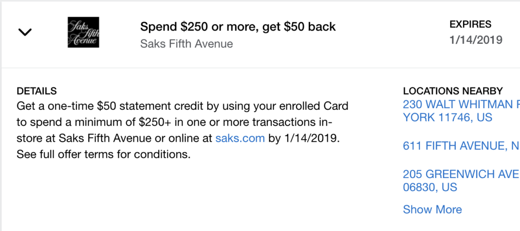 [Highly Targeted] Profitable Amex Offer Save 20+ at Saks
