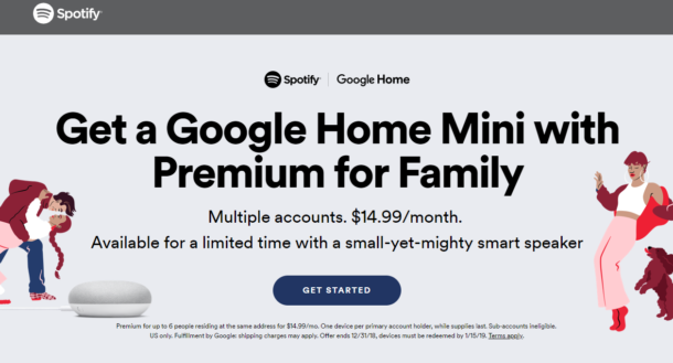 Get Free Google Home Mini with Spotify Premium for Family Account