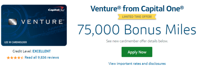 Capital One Venture Card 75K Miles Bonus - Miles to Memories