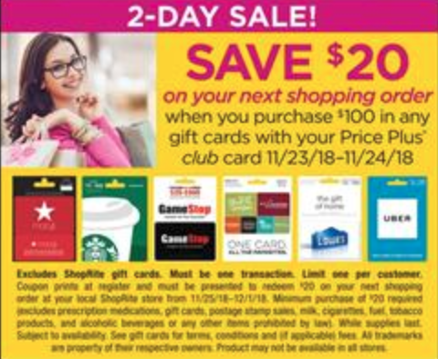 Shoprite: Buy $100 In Gift Cards, Get $20 Savings Coupon - Miles To 