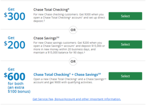 chase new account bonus 600