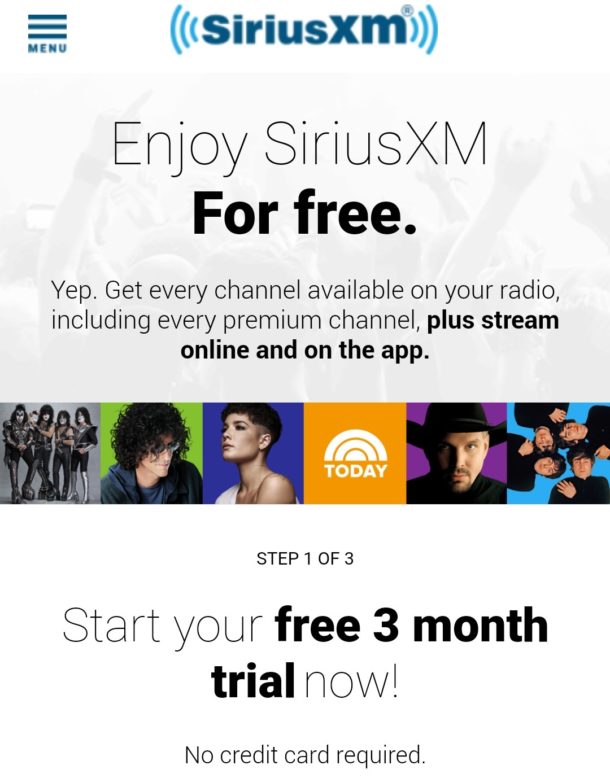 Sirius XM Promo Trial 3 Month Offer No Credit Card Required!