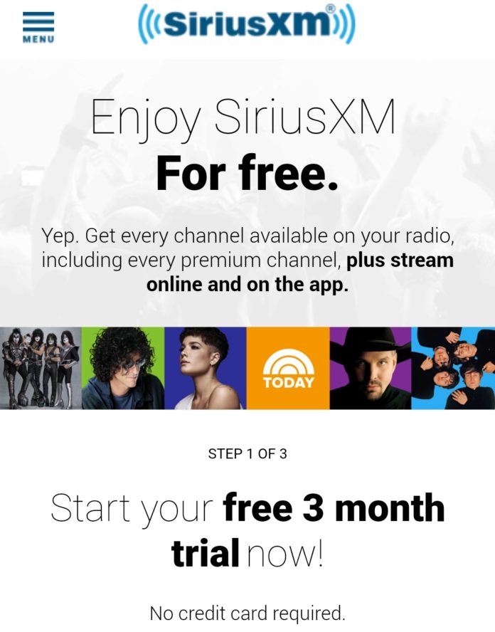 Sirius XM Promo Trial 3 Month Offer No Credit Card Required!