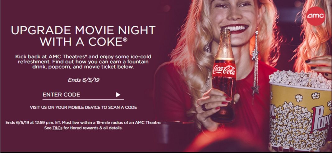 Free Popcorn Drink And Movie Ticket At Amc With Coke Rewards