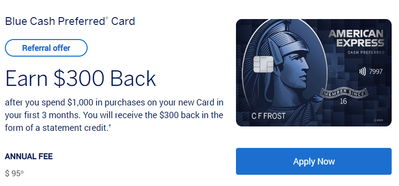 $300 Bonus for Amex Blue Cash Preferred, Available Through Referrals ...