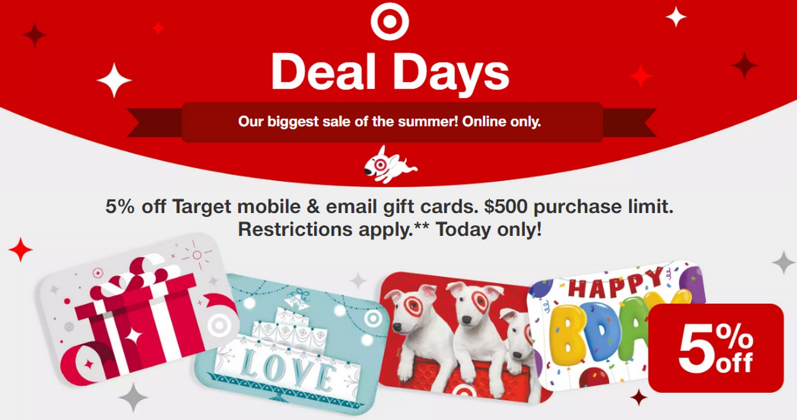 5 Off Target Gift Cards Today Only! Up to 500 in Purchases