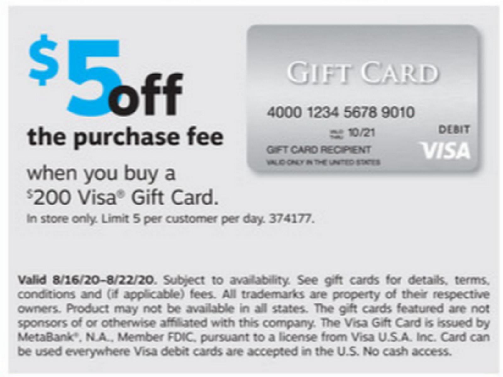 (NOW LIVE!) 5 Off Visa Gift Cards at Staples Easy 5X UR