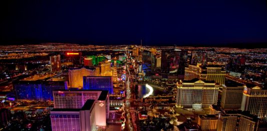 a city at night with lights