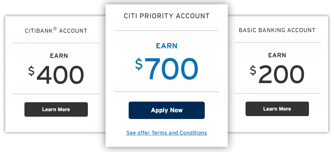 Citi Bonus, Earn up to 700 with New Accounts Miles to Memories