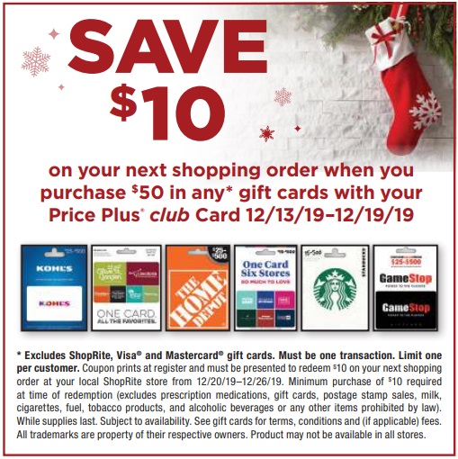 ShopRite: Buy $50 in Select Gift Cards, Get $10 Savings Coupon - Miles ...