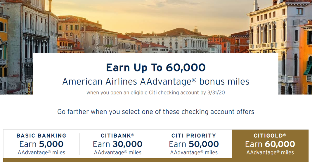 Citi Checking Offers, Earn up to 60K AAdvantage Miles [Targeted