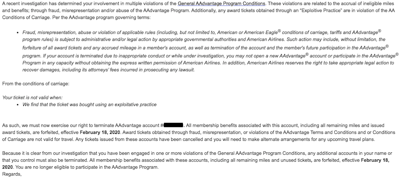AA shutdown email
