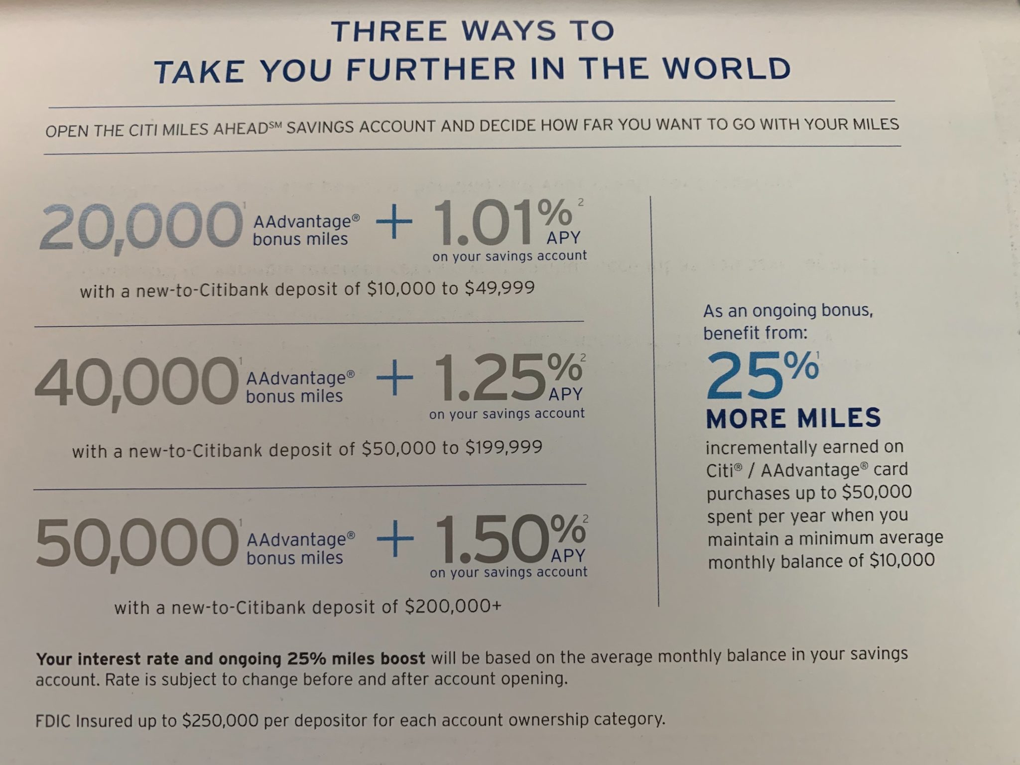 Citi Miles Ahead Savings Account 50K Bonus Miles & 1.01 Interest
