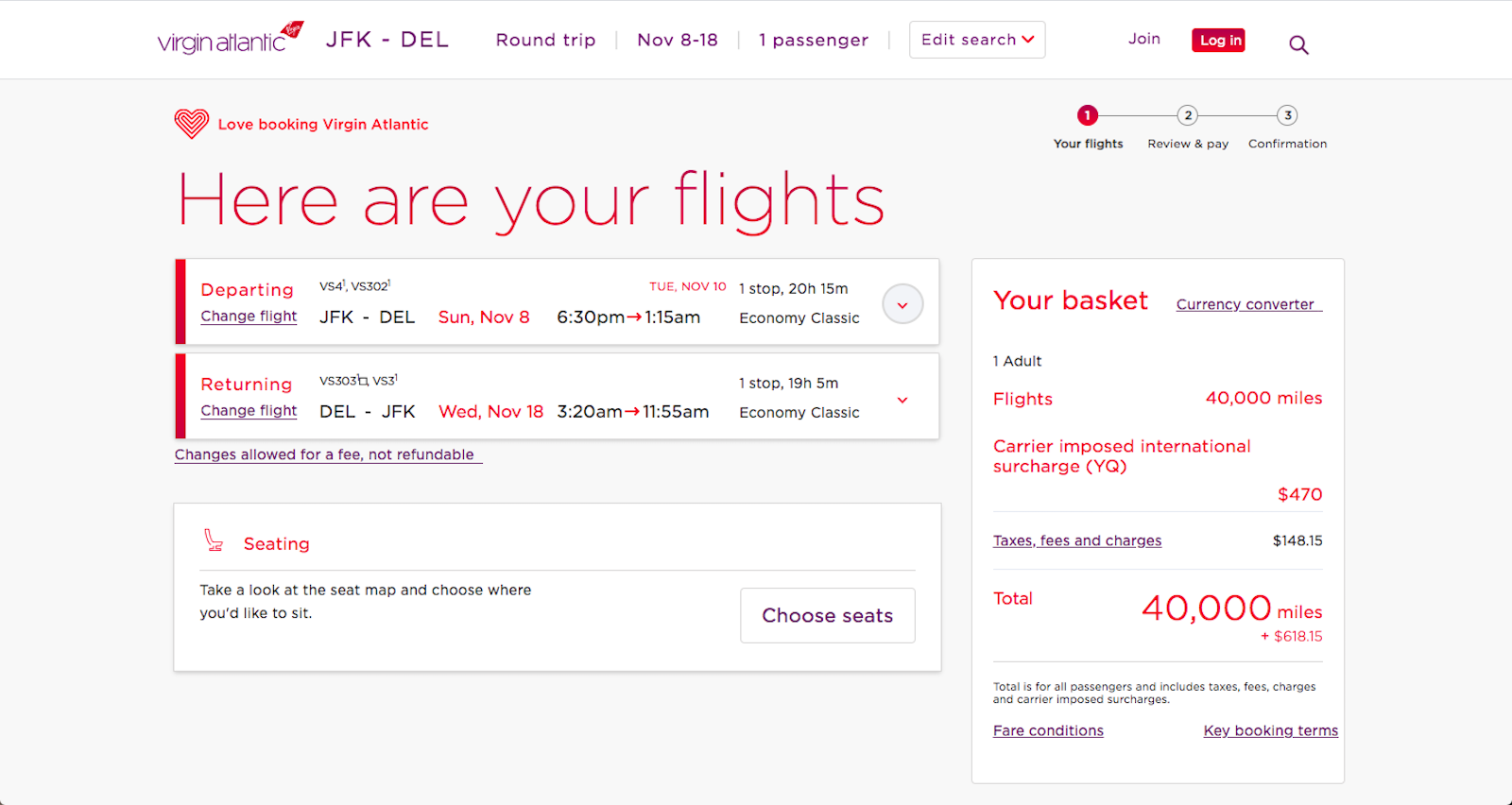 Virgin Atlantic is a bad option for these flights.