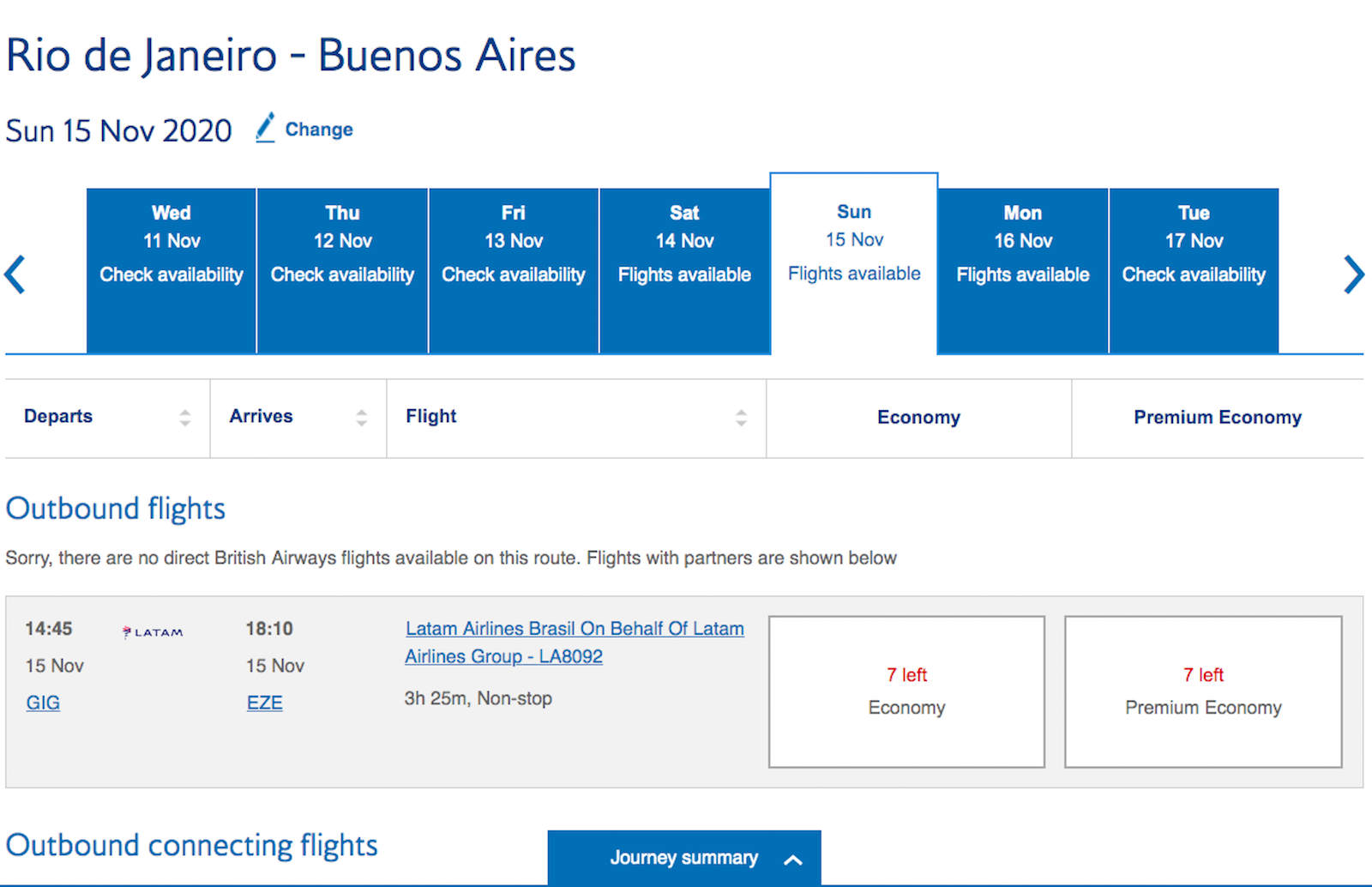 LATAM flight from Rio to Buenos Aires