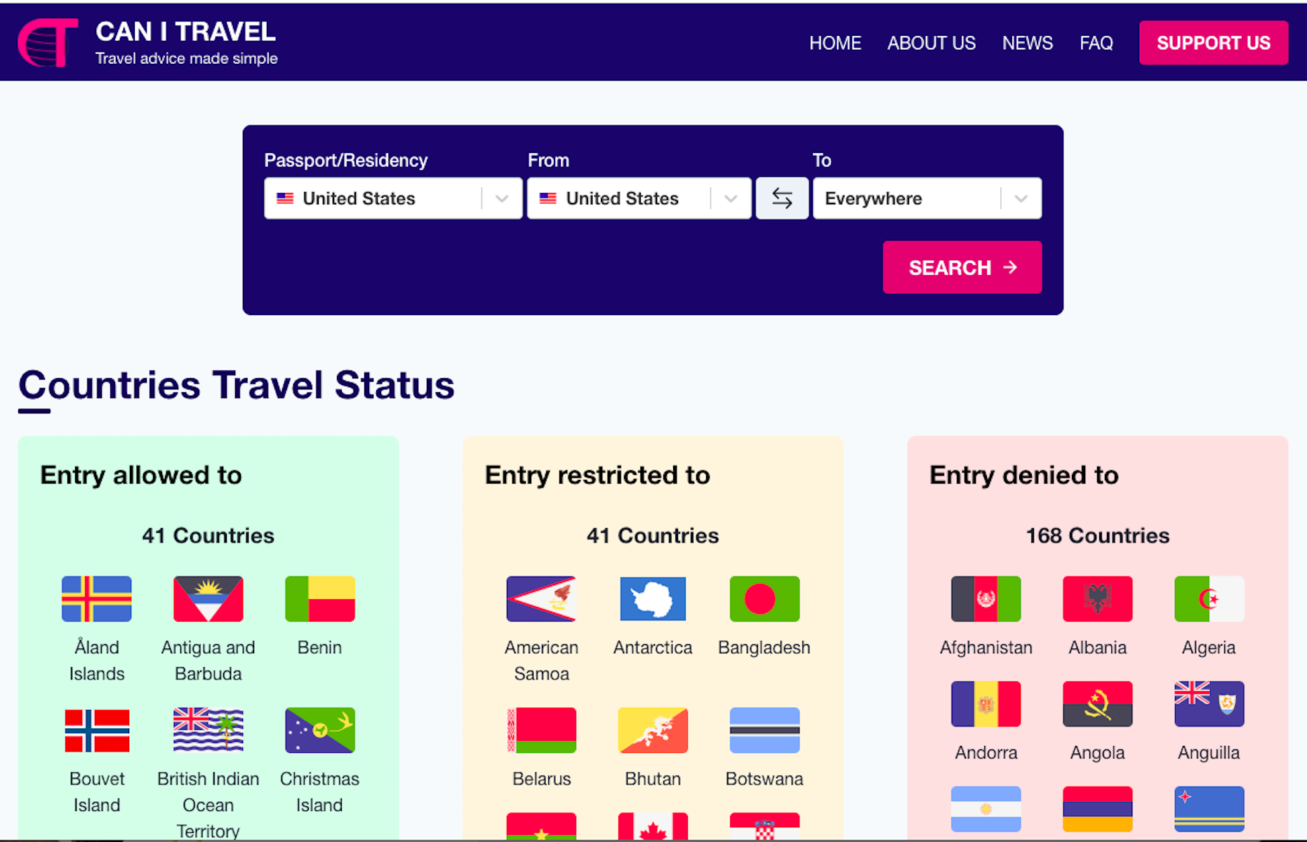 Use CanITravel.net to find out where you can travel right now.