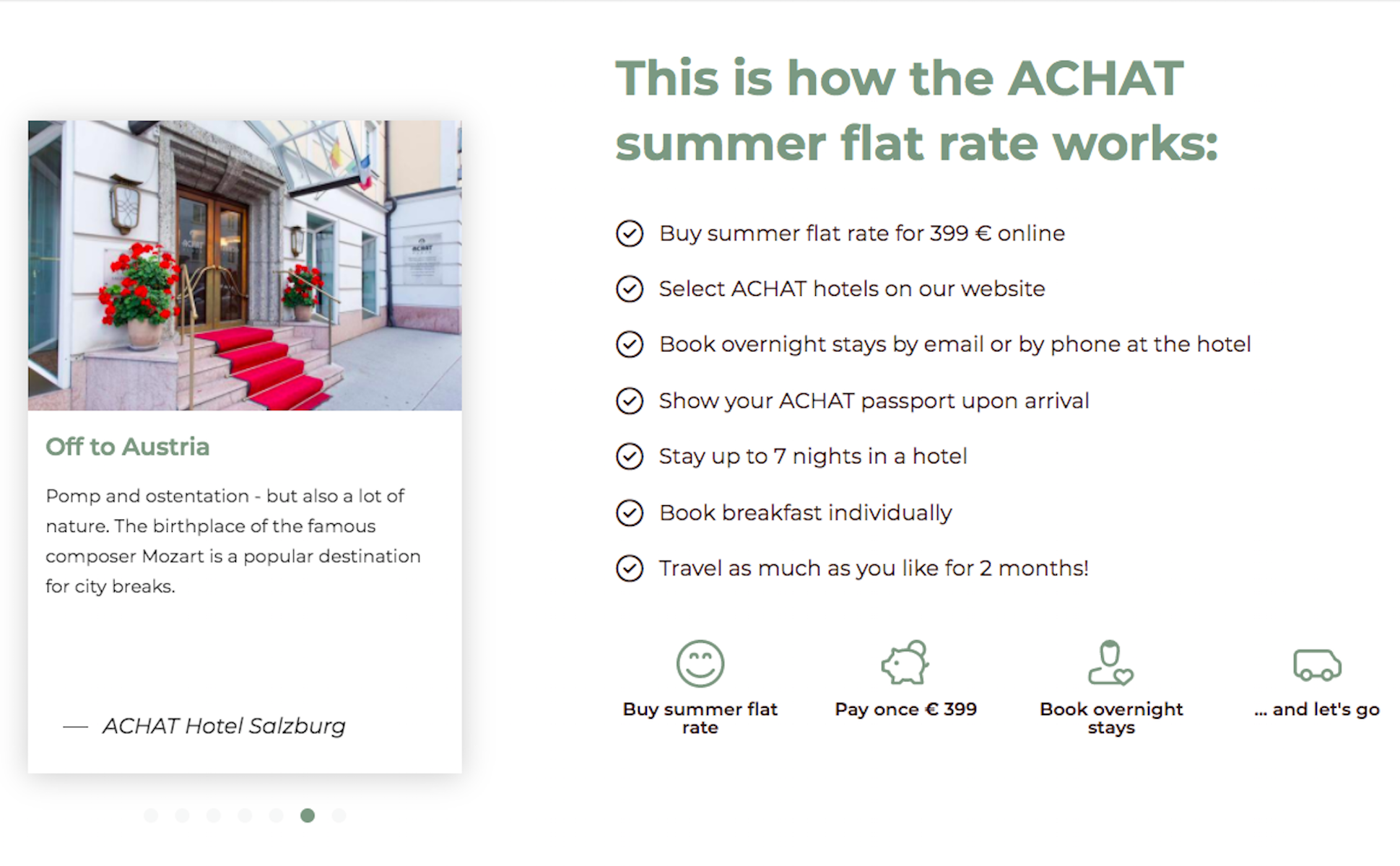 ACHAT summer flat rate deal for hotel stays in Europe