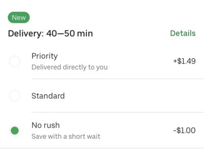 Uber No Rush Delivery