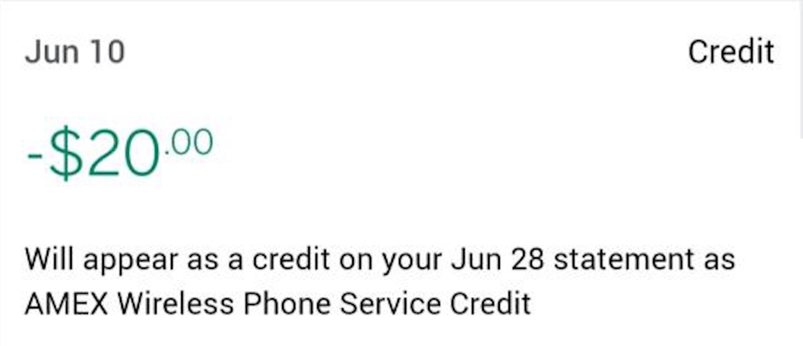 Automatic credit for Amex wireless credit with Google Fi.