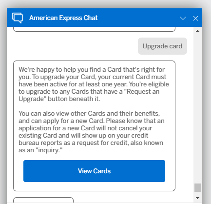 American Express Upgrade Card Automated