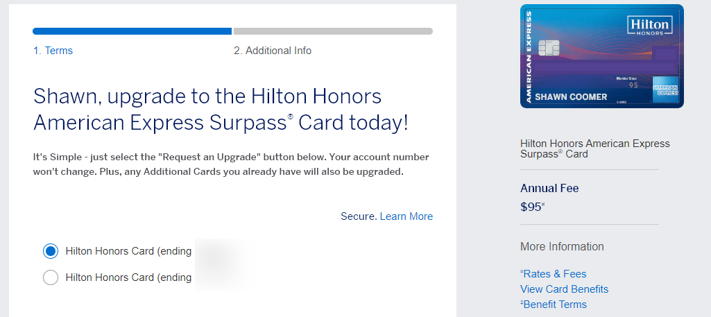 American Express Upgrade Card Automated
