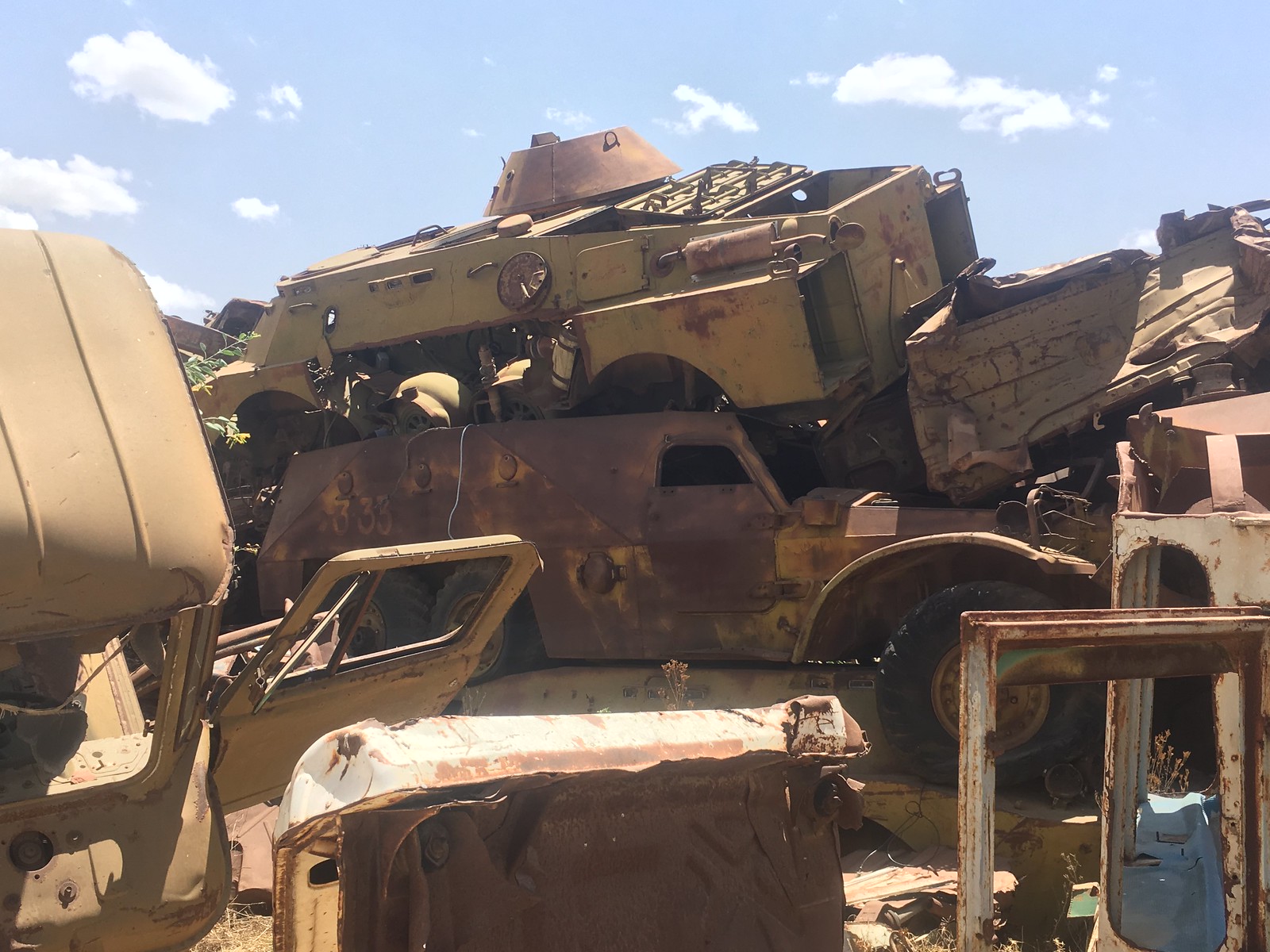 Military vehicle graveyard near Asmara, Eritrea.