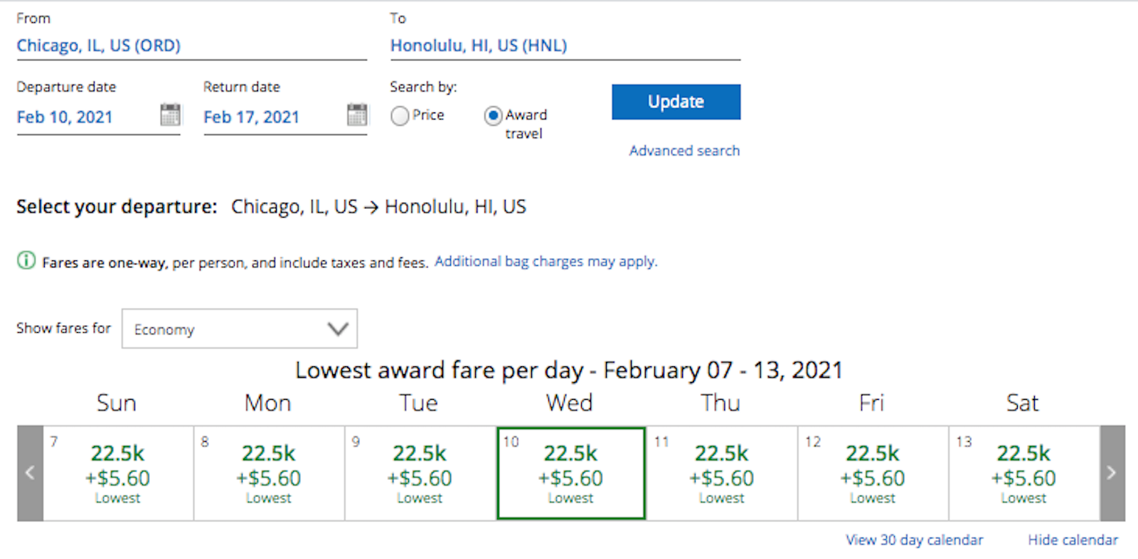 Using United miles to fly to Hawaii