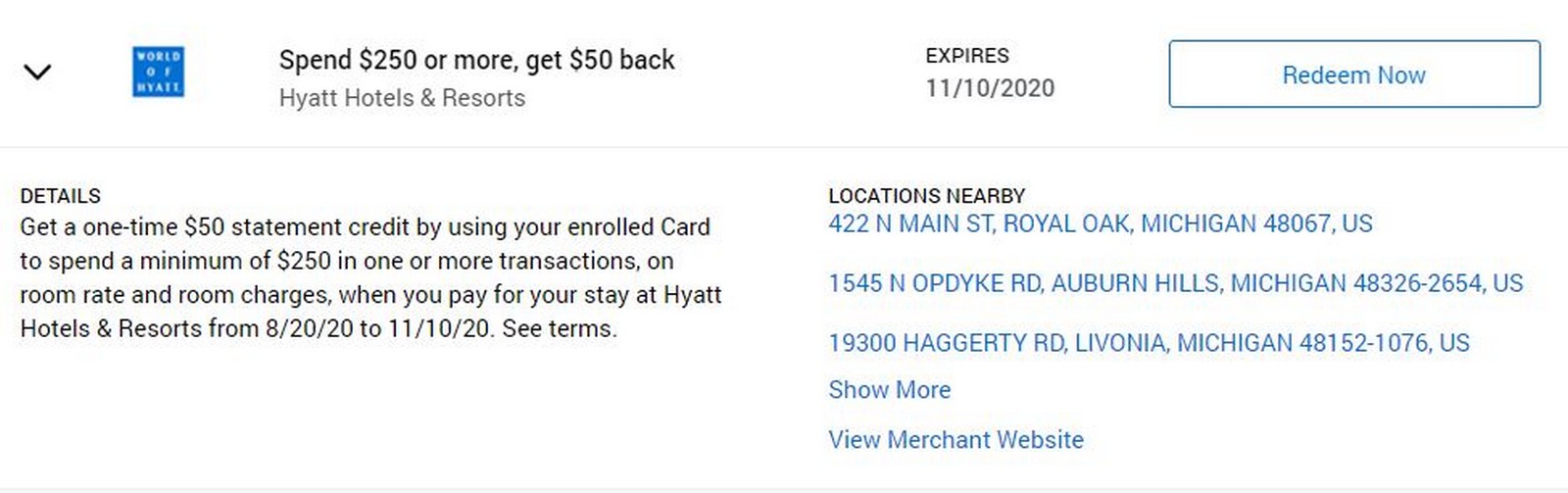Hyatt Amex Offer