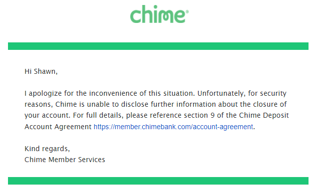 cant get into my chime account