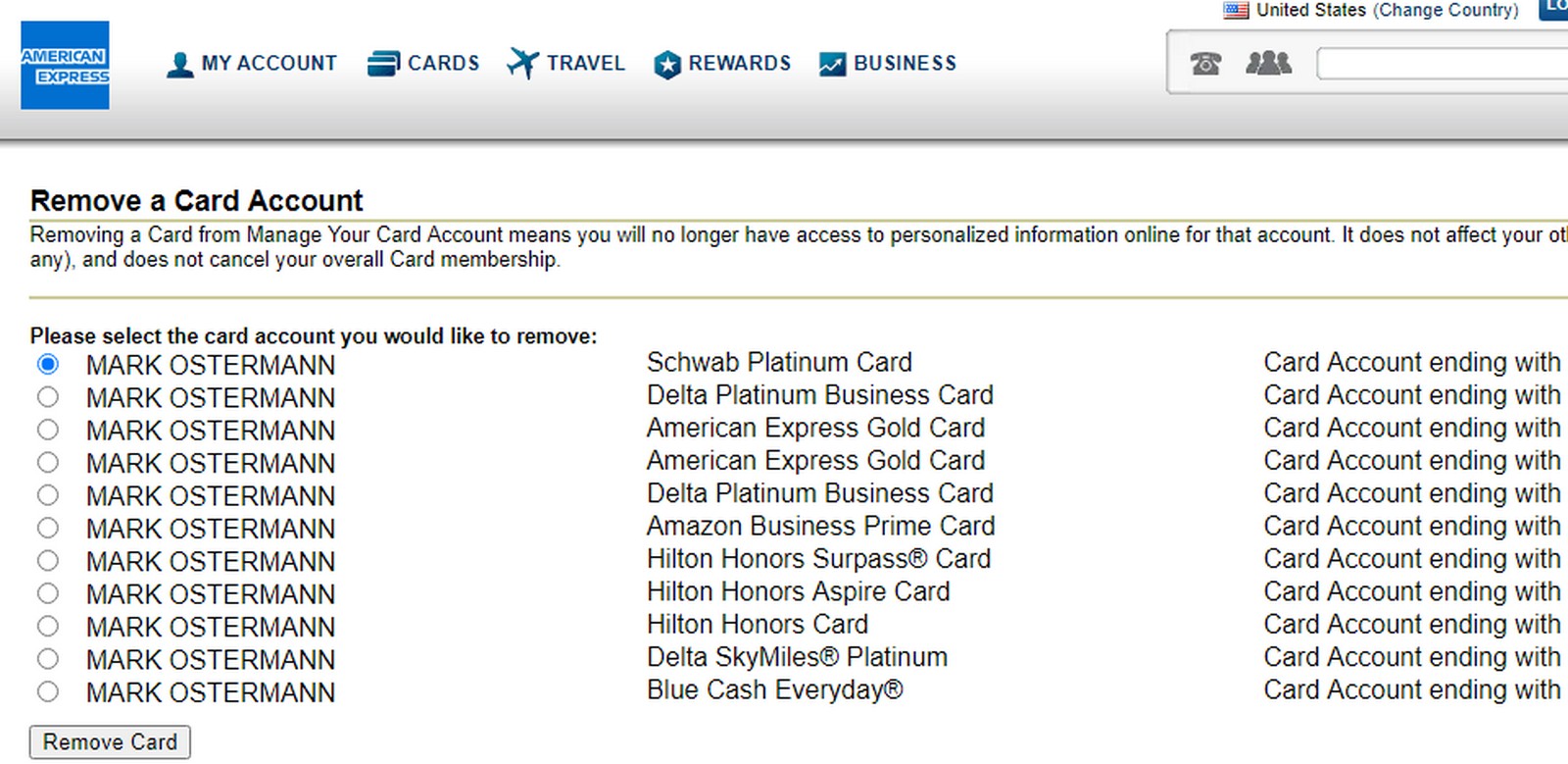 How to Remove An Amex Account from Your Online Banking Login