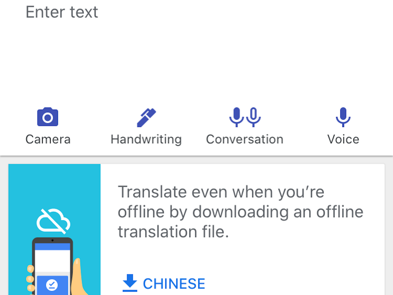 Google translate with offline language packs
