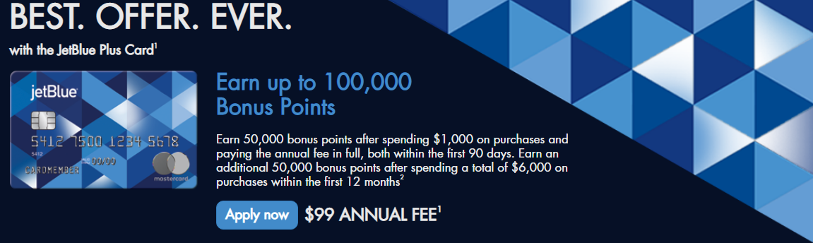 (Ends Sunday) Two Best Ever 100K Bonuses for JetBlue Cards